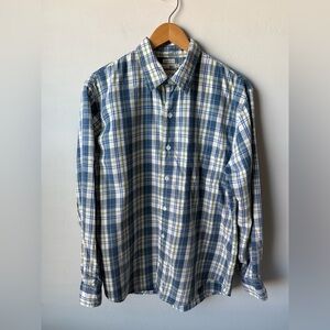 BKE Men's Blue and White Plaid Shirt